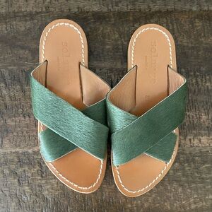 Green Leather Slides